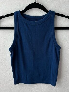 Hollister Basic Ribbed Tank Top - Navy Blue
